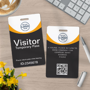 Crachá Passe de Visitante Corporativo Cinza Amarelo ID Có