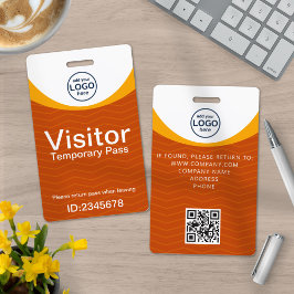 Crachá Passe de Visitante Corporativo Laranja Amarelo Cód