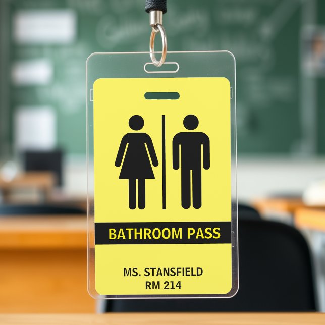 Crachá Passe Escolar para Aluno Professor Banheiro (Teacher Student School Restroom Bathroom Pass Badge
)