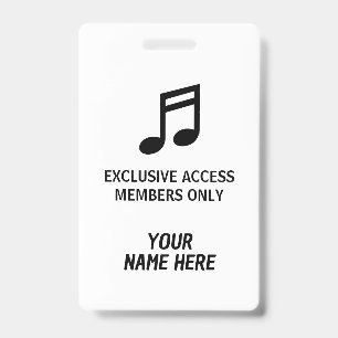 Crachá Passe personalizado de concerto de música exclusiv