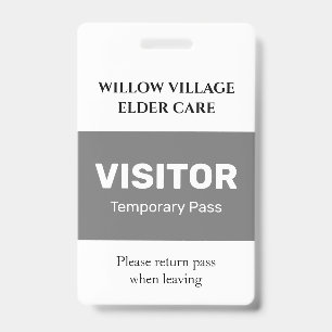 Crachá Passe Temporário de Visitante Cinza Hospital Cuida