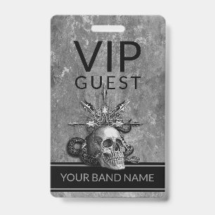 Crachá Passe Vip Backstage Banda de Rock Caveira Heavy Me