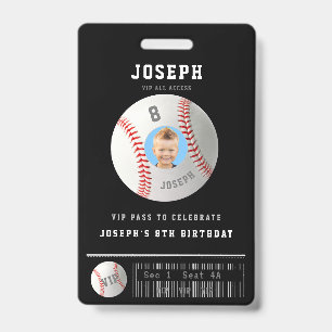 Crachá Passe VIP de Beisebol com Foto Personalizada para 