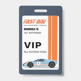 Crachá Passe VIP de Fast One Racer: Convite de Aniversári