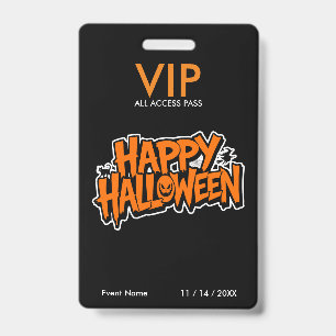 Crachá Passe VIP de Halloween – Passe de Festa com Acesso