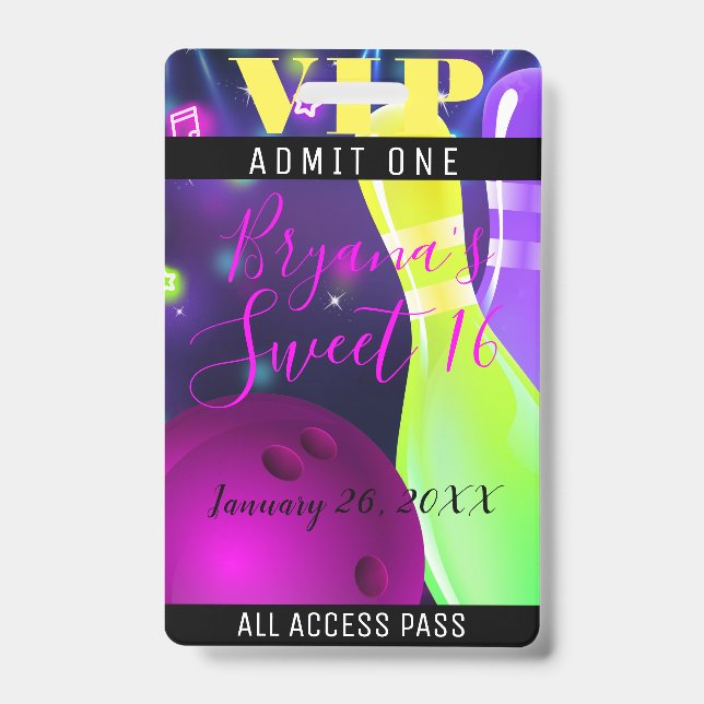 Crachá Passe VIP de Luz para Festa de Aniversário de Boli (Frente)