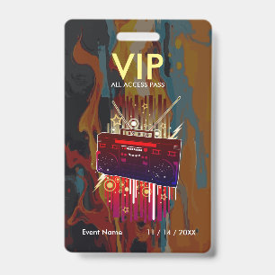 Crachá Passe VIP de pintura abstrata personalizada para c