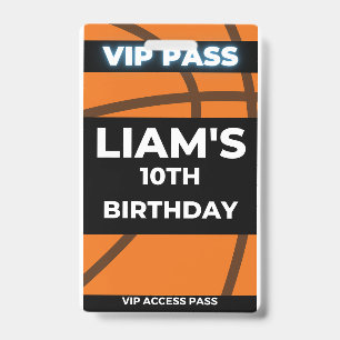Crachá Passe VIP para Festa de Aniversário de Basquete