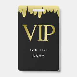 Crachá Passe VIP Preto Moderno Dourado