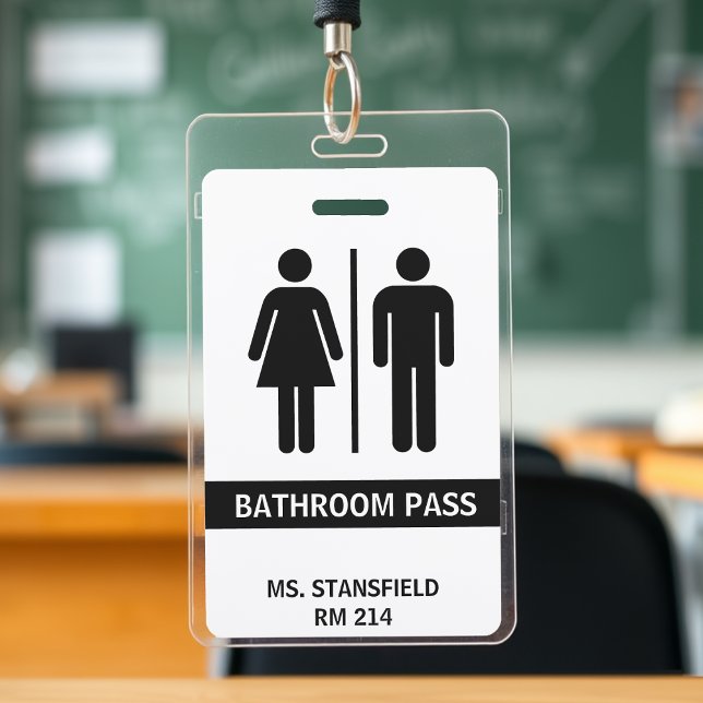 Crachá Passo de Banheira do Quarto de Repouso da Escola E (Teacher Student School Restroom Bathroom Pass Badge
)