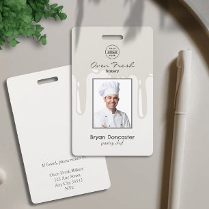 Crachá Pastelaria Chef Bakery Cinza do logotipo de foto d