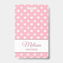 Patas de Animais Rosa e Branco e Corações Monogram