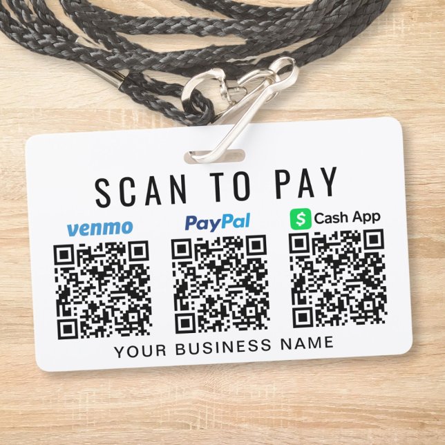 Crachá Paypal Venmo CashApp Código QR Scan para Pagar (Criador carregado)