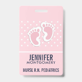 Crachá Pegadas de Bebê Cor-de-Rosa