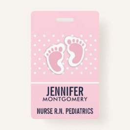 Crachá Pegadas de Bebê Cor-de-Rosa