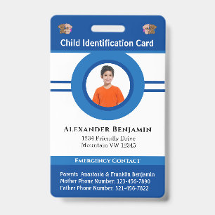 Crachá Personalização De Foto De Menino De Cartão De I