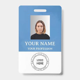 Crachá Personalizado Azul com Nome do Funcionário,