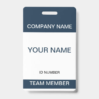 Crachá Personalizado Clássico Azul Marinho Branco