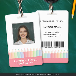 Crachá Personalizado Colorido Vermelho Professor E