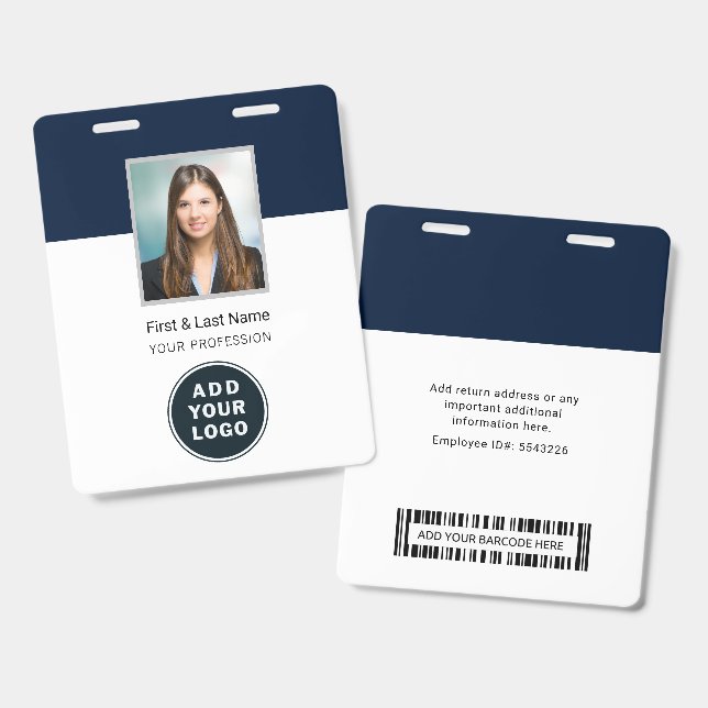 Crachá Personalizado com Foto, Código de Barras e  (Frente e verso)