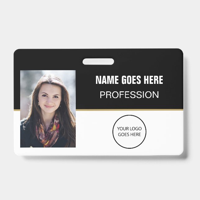 Crachá Personalizado com Foto do Funcionário, Logo (Frente)