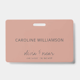 Crachá Personalizado com Rosa Dusty de Script Manuscrito 