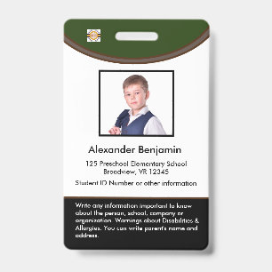 Crachá Personalizado Criança Estudante Foto Nome Logo Cód