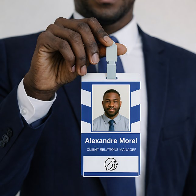 Crachá Personalizado de Funcionário com Foto, Logo (Custom Employee Badge with Photo, Logo & Barcode)