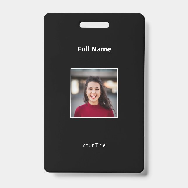 Crachá Personalizado de Funcionário Negro com Foto (Frente)