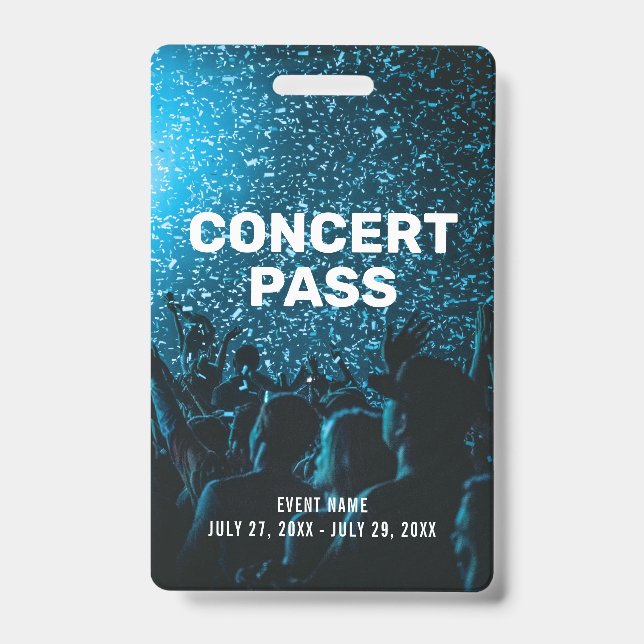 Crachá Personalizado de ID de Foto do Concert Pass (Frente)