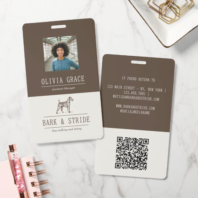 Crachá Personalizado de Nome Comercial de Cachorro (Escritório)