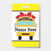 Crachá Personalizado de Nome de Ônibus Escolar par