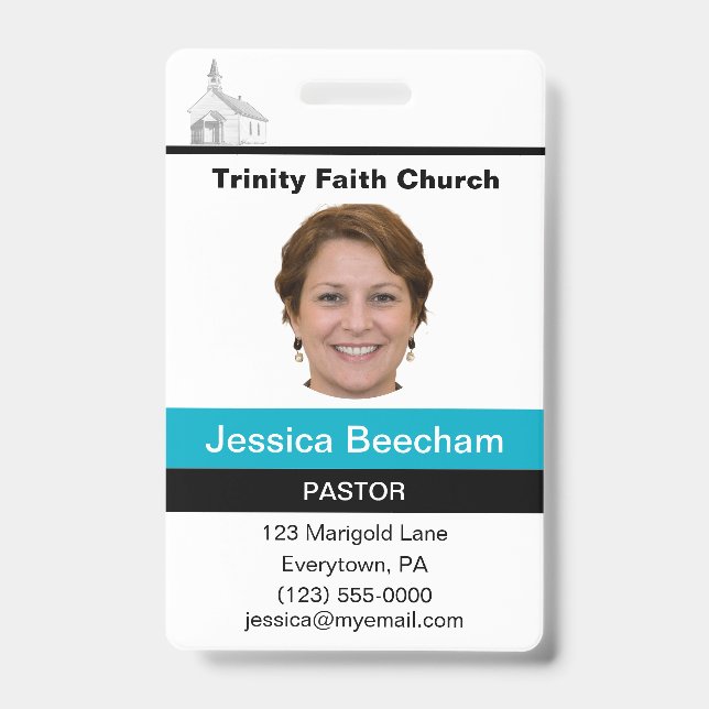 Crachá Personalizado de Pastora Feminina (Frente)