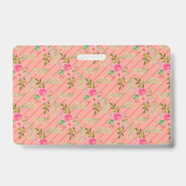 Crachá Personalizado Flores e Folhas (Frente)