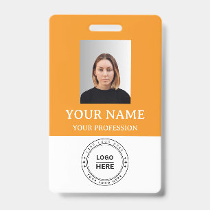Crachá personalizado laranja para funcionários com