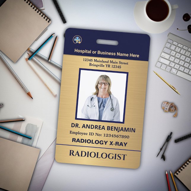 Crachá Personalizado logotipo de foto do funcionário Bar  (Modern ID Identification Hospital Doctor Employee Photo Custom Card Badge)