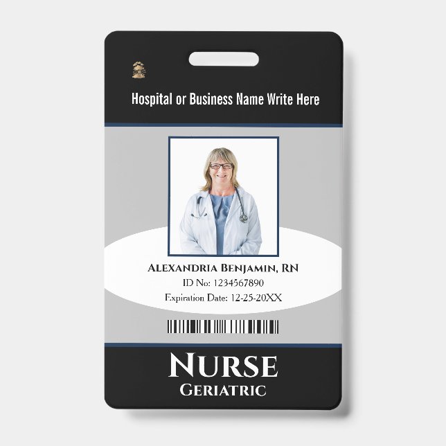 Crachá Personalizado logotipo de foto do funcionário Bar  (Frente)