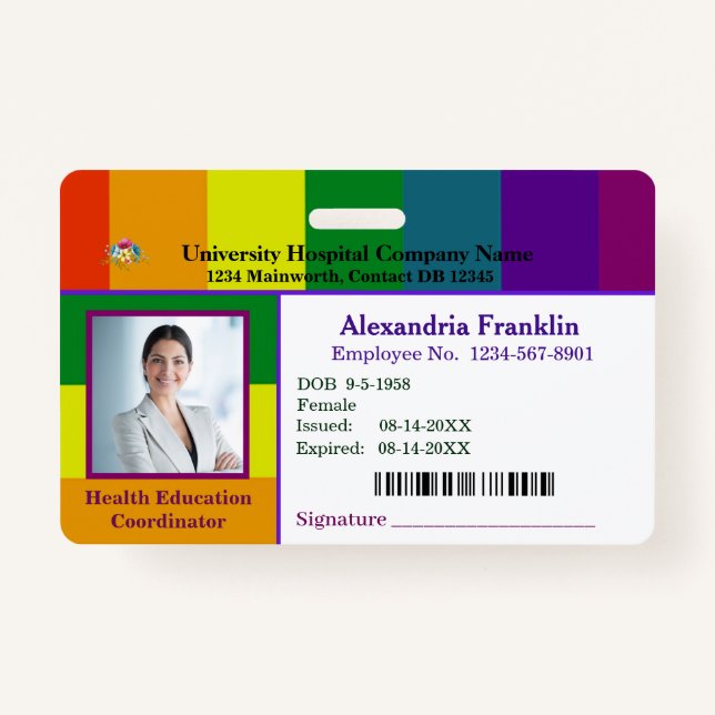 Crachá Personalizado logotipo de foto do funcionário Códi (Frente)