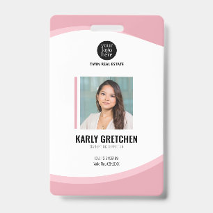 Crachá Personalizado Moderno Corporativo Rosa
