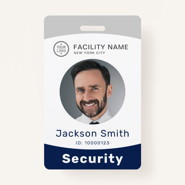 crachá personalizado moderno de foto e nome de fun (Frente)