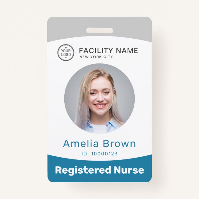 crachá personalizado moderno de foto e nome de fun (Frente)