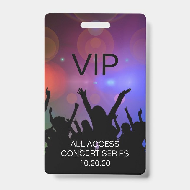 Crachá Personalizado Moderno VIP All Access Concer (Frente)