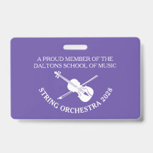 Crachá personalizado para orquestra de cordas de v