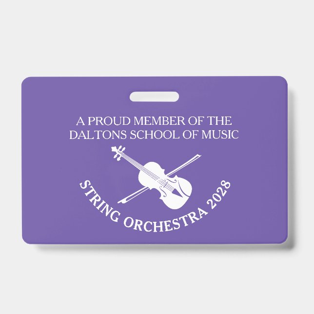 Crachá personalizado para orquestra de cordas de v (Frente)
