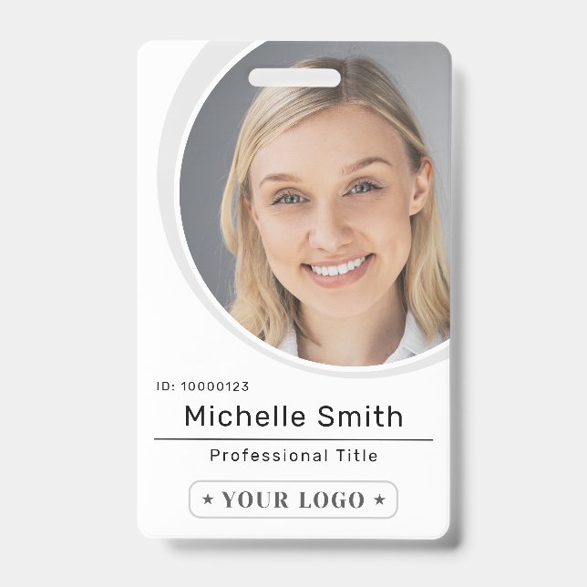 crachá personalizado simples de foto e nome de fun (Frente)