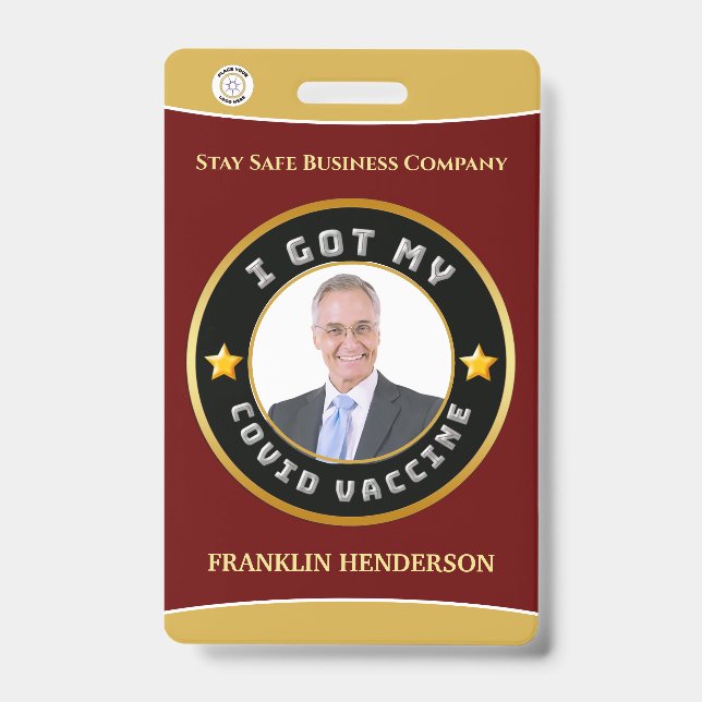 Crachá Personalizado Vacinado do Covid do Logotipo (Frente)