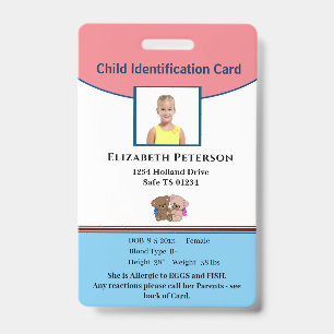Crachá Personalizar ID Menino Menina Identificação