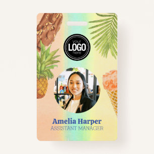 Crachá Personalizar o tema do sorvete de cor d'água artís