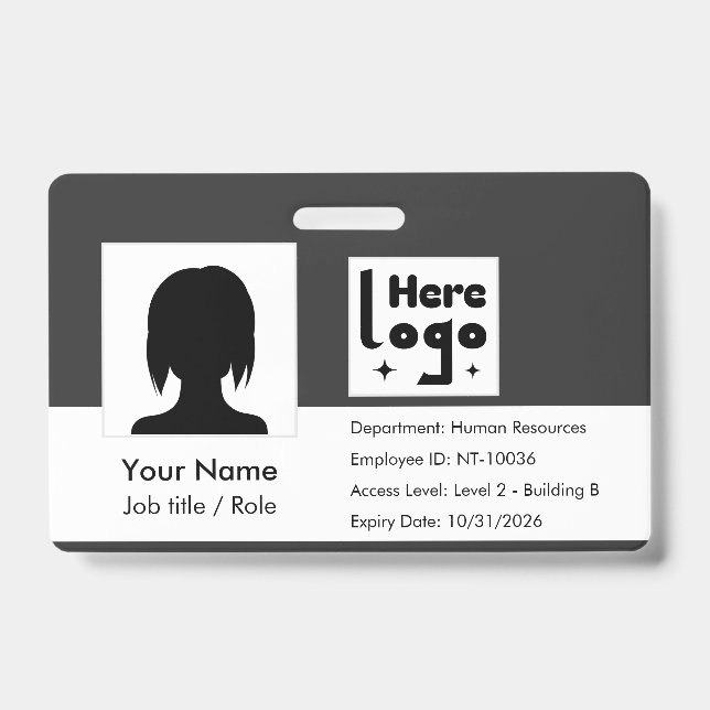 Crachá Personalize cartão de identificação de funcionário (Frente)