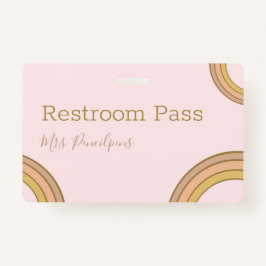 Crachá Personalized Boho Rainbow Hall Pass Pink
